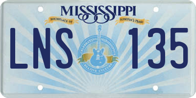 MS license plate LNS135