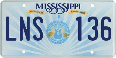 MS license plate LNS136