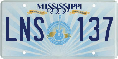 MS license plate LNS137