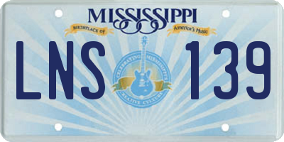 MS license plate LNS139