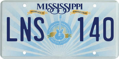 MS license plate LNS140