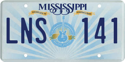 MS license plate LNS141
