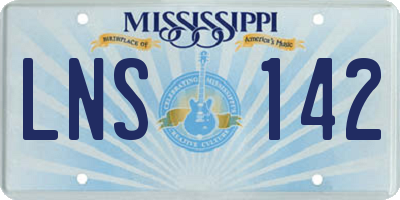 MS license plate LNS142