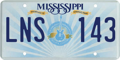 MS license plate LNS143