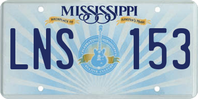 MS license plate LNS153