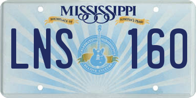 MS license plate LNS160