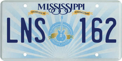 MS license plate LNS162