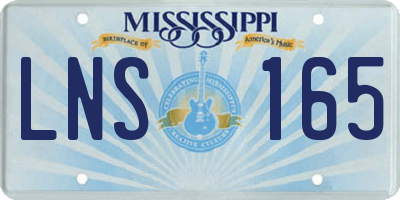 MS license plate LNS165