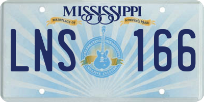 MS license plate LNS166