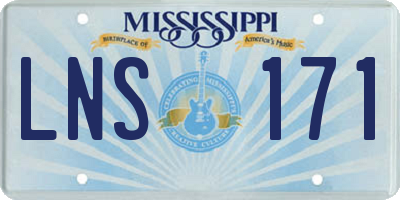 MS license plate LNS171
