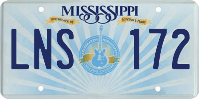 MS license plate LNS172
