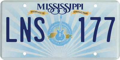 MS license plate LNS177