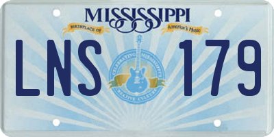 MS license plate LNS179