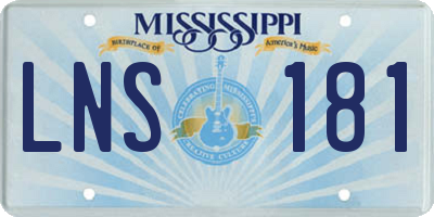 MS license plate LNS181