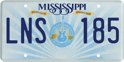 MS license plate LNS185