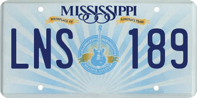 MS license plate LNS189