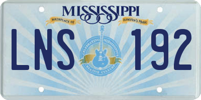 MS license plate LNS192