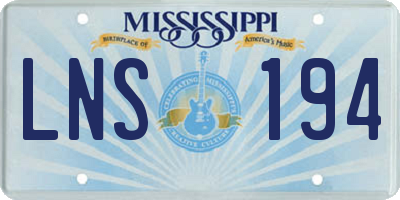 MS license plate LNS194