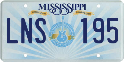 MS license plate LNS195
