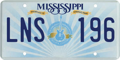 MS license plate LNS196