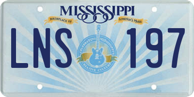 MS license plate LNS197