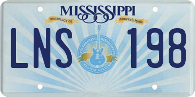 MS license plate LNS198