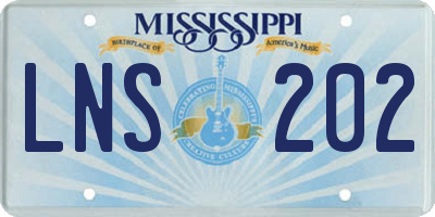 MS license plate LNS202
