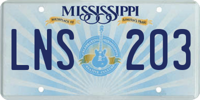 MS license plate LNS203