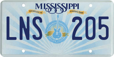 MS license plate LNS205