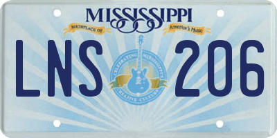MS license plate LNS206