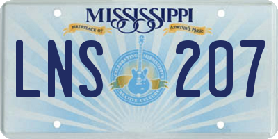 MS license plate LNS207