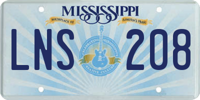 MS license plate LNS208