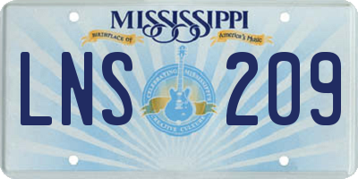 MS license plate LNS209