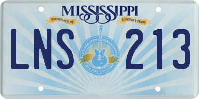 MS license plate LNS213