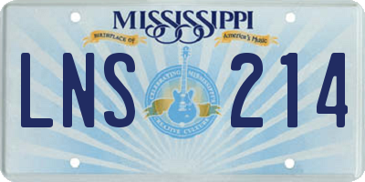 MS license plate LNS214