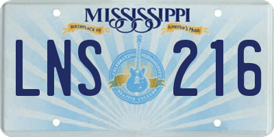 MS license plate LNS216