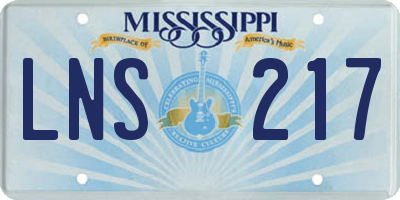 MS license plate LNS217