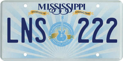 MS license plate LNS222