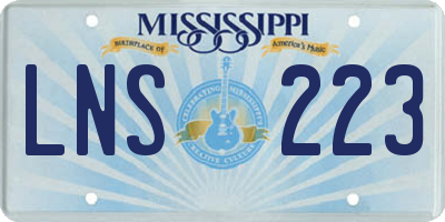 MS license plate LNS223
