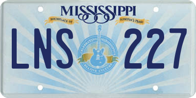 MS license plate LNS227