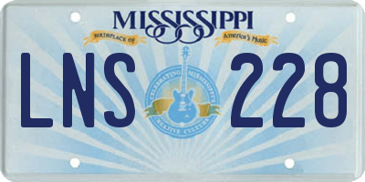 MS license plate LNS228