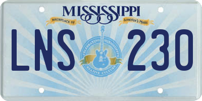 MS license plate LNS230