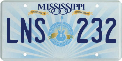 MS license plate LNS232