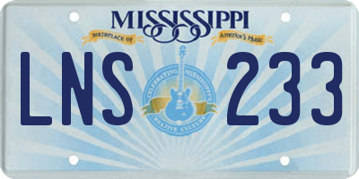 MS license plate LNS233