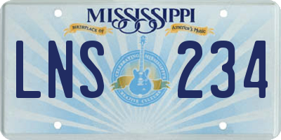 MS license plate LNS234