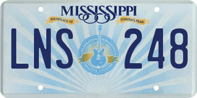 MS license plate LNS248