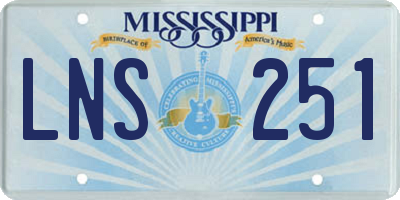 MS license plate LNS251