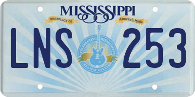 MS license plate LNS253