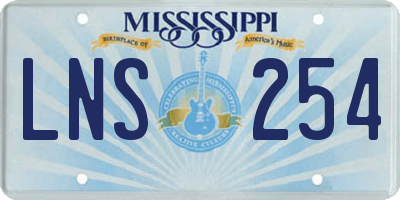MS license plate LNS254