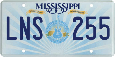 MS license plate LNS255